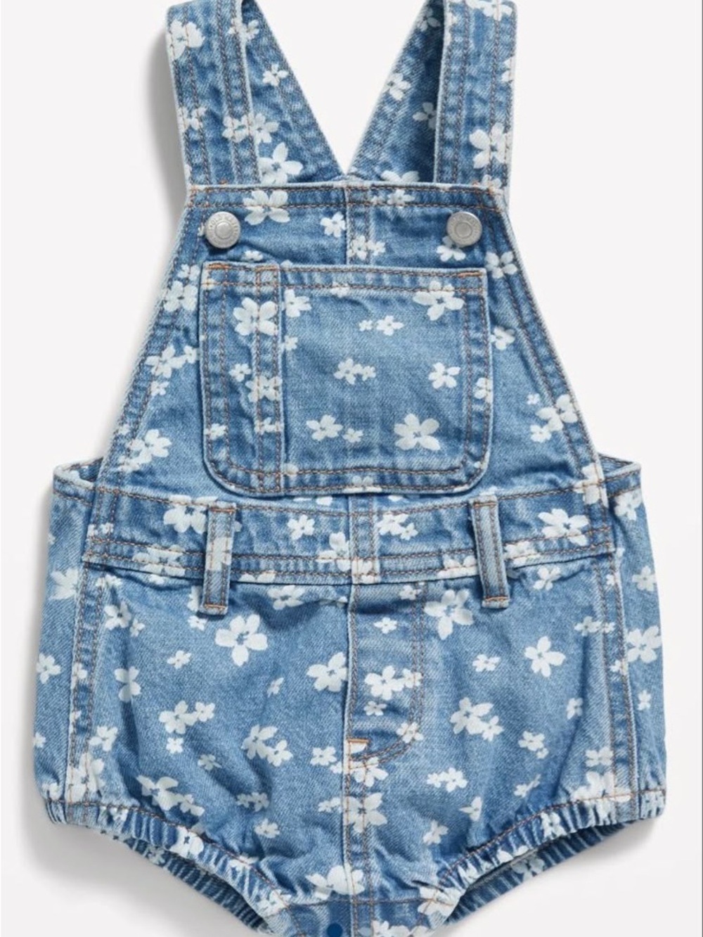 Old Navy Blue Denim Floral Baby Overalls